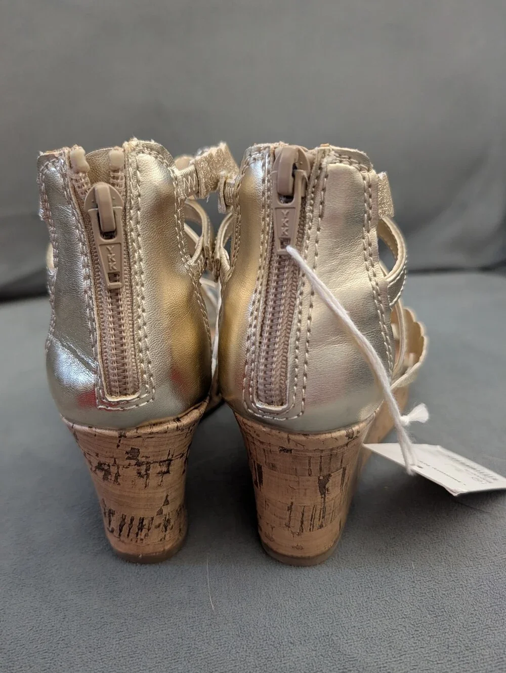 So Girl's size 12 cute gold wedge sandals